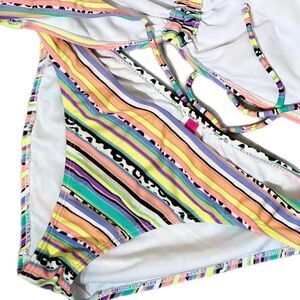 Pastel/Animal Print Striped Bikini Bottoms
